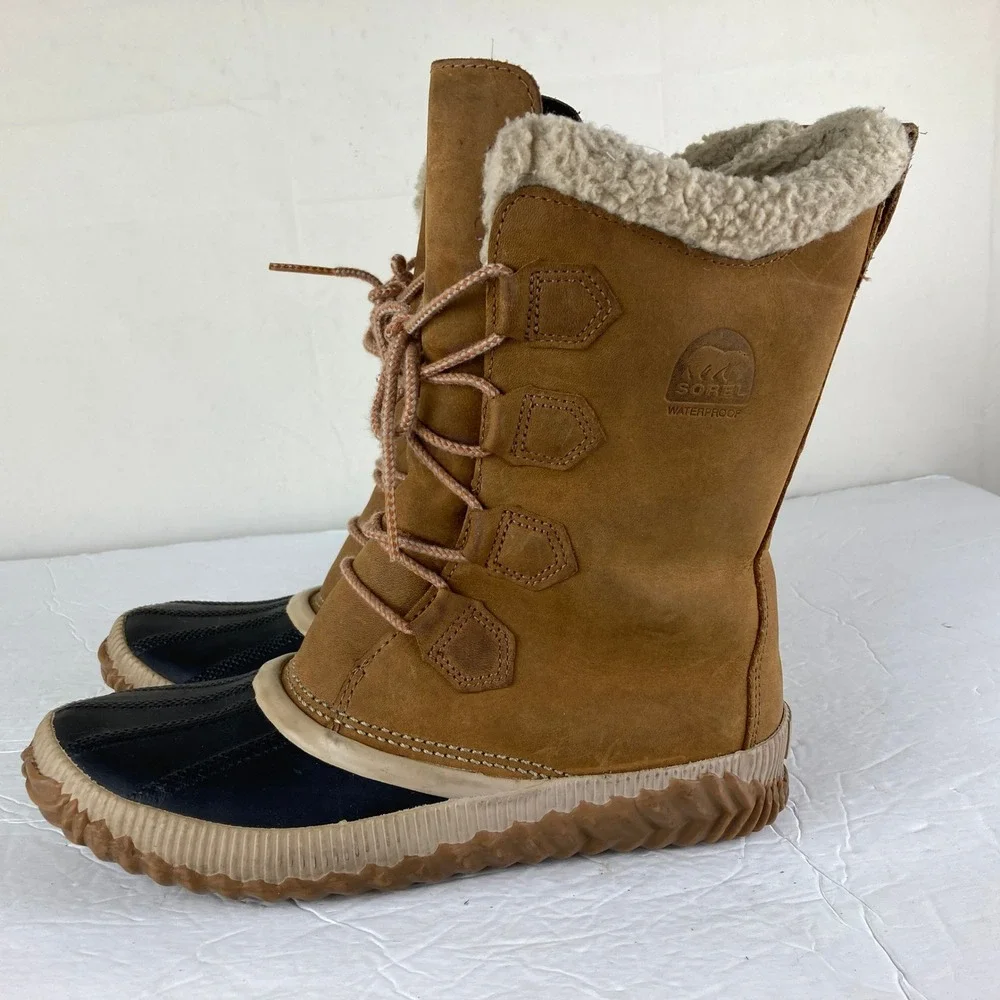 Sorel Out N About Plus Tall Women 8.5 Waterproof Leather Snow Boots Gorpcore‎